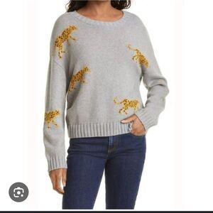 Rails Gray Sweater with Leopard Accents